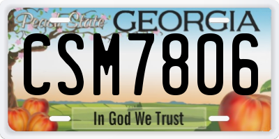 GA license plate CSM7806