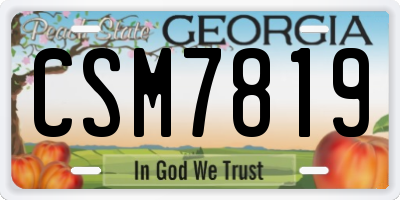 GA license plate CSM7819