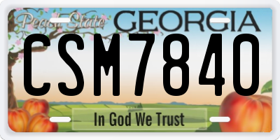 GA license plate CSM7840