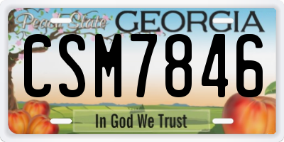 GA license plate CSM7846