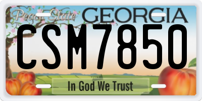 GA license plate CSM7850