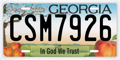 GA license plate CSM7926