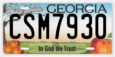 GA license plate CSM7930
