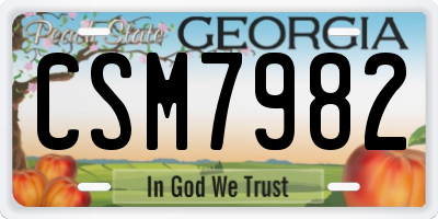 GA license plate CSM7982