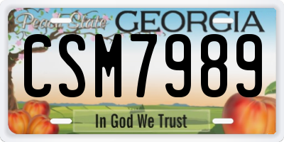GA license plate CSM7989
