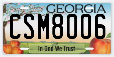 GA license plate CSM8006