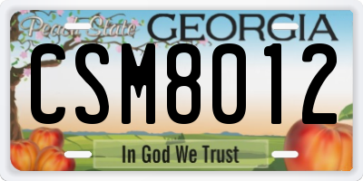 GA license plate CSM8012