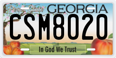 GA license plate CSM8020
