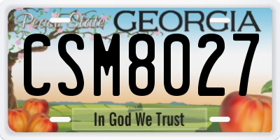 GA license plate CSM8027