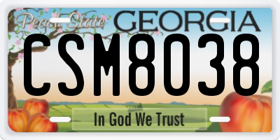 GA license plate CSM8038