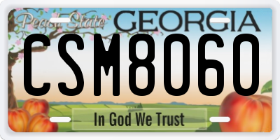 GA license plate CSM8060