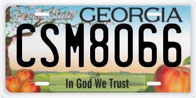 GA license plate CSM8066