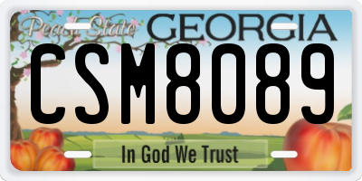GA license plate CSM8089