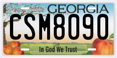 GA license plate CSM8090
