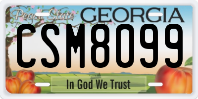 GA license plate CSM8099