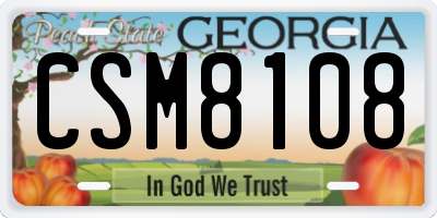 GA license plate CSM8108