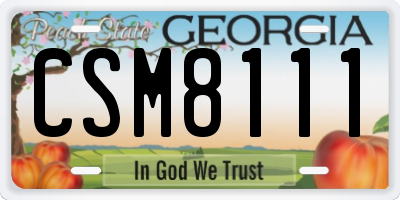 GA license plate CSM8111