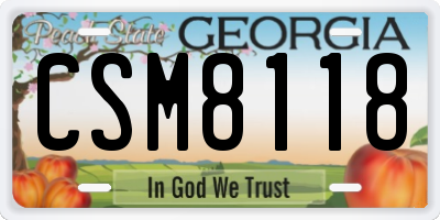 GA license plate CSM8118