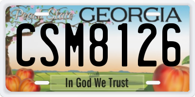 GA license plate CSM8126