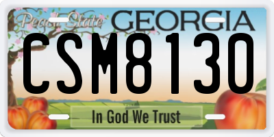 GA license plate CSM8130