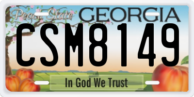GA license plate CSM8149