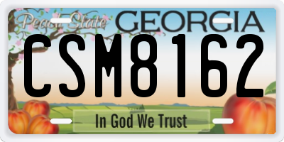GA license plate CSM8162