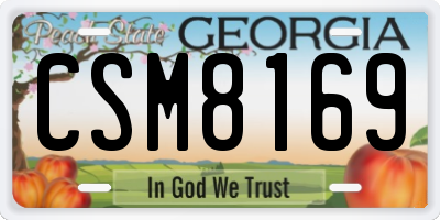 GA license plate CSM8169