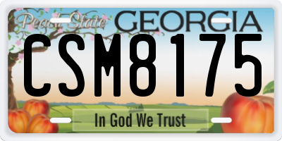 GA license plate CSM8175