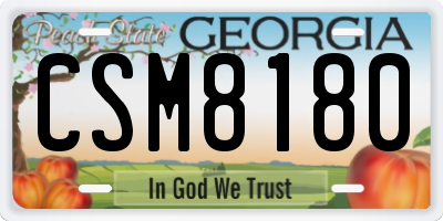 GA license plate CSM8180