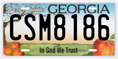 GA license plate CSM8186