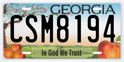 GA license plate CSM8194