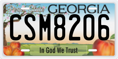 GA license plate CSM8206