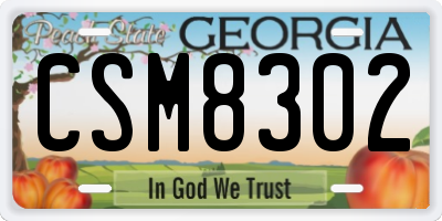 GA license plate CSM8302