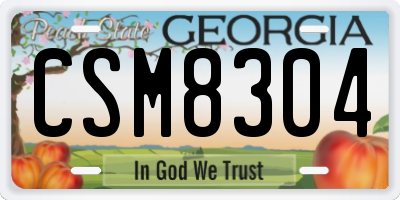 GA license plate CSM8304