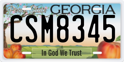 GA license plate CSM8345