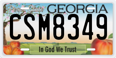 GA license plate CSM8349