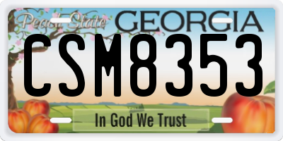 GA license plate CSM8353