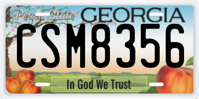 GA license plate CSM8356