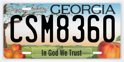 GA license plate CSM8360