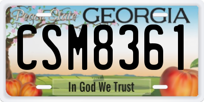 GA license plate CSM8361