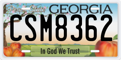 GA license plate CSM8362