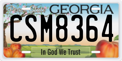 GA license plate CSM8364