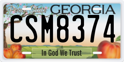 GA license plate CSM8374