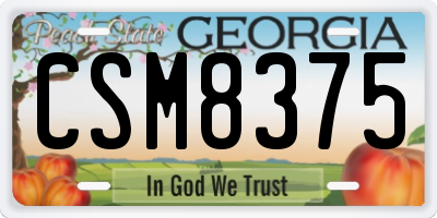 GA license plate CSM8375