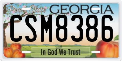 GA license plate CSM8386