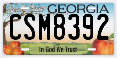GA license plate CSM8392