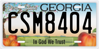 GA license plate CSM8404