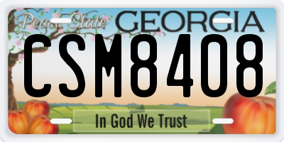 GA license plate CSM8408
