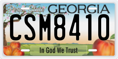 GA license plate CSM8410