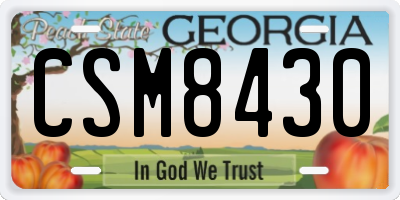 GA license plate CSM8430